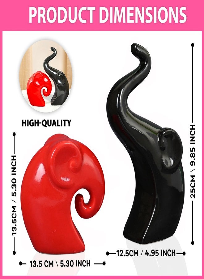 Rousrie Elephant Family Showpiece, Ceramic Gloss Finish Auspicious Figurines for Living Room, Office, Bedroom (Set of 2) - Image 5